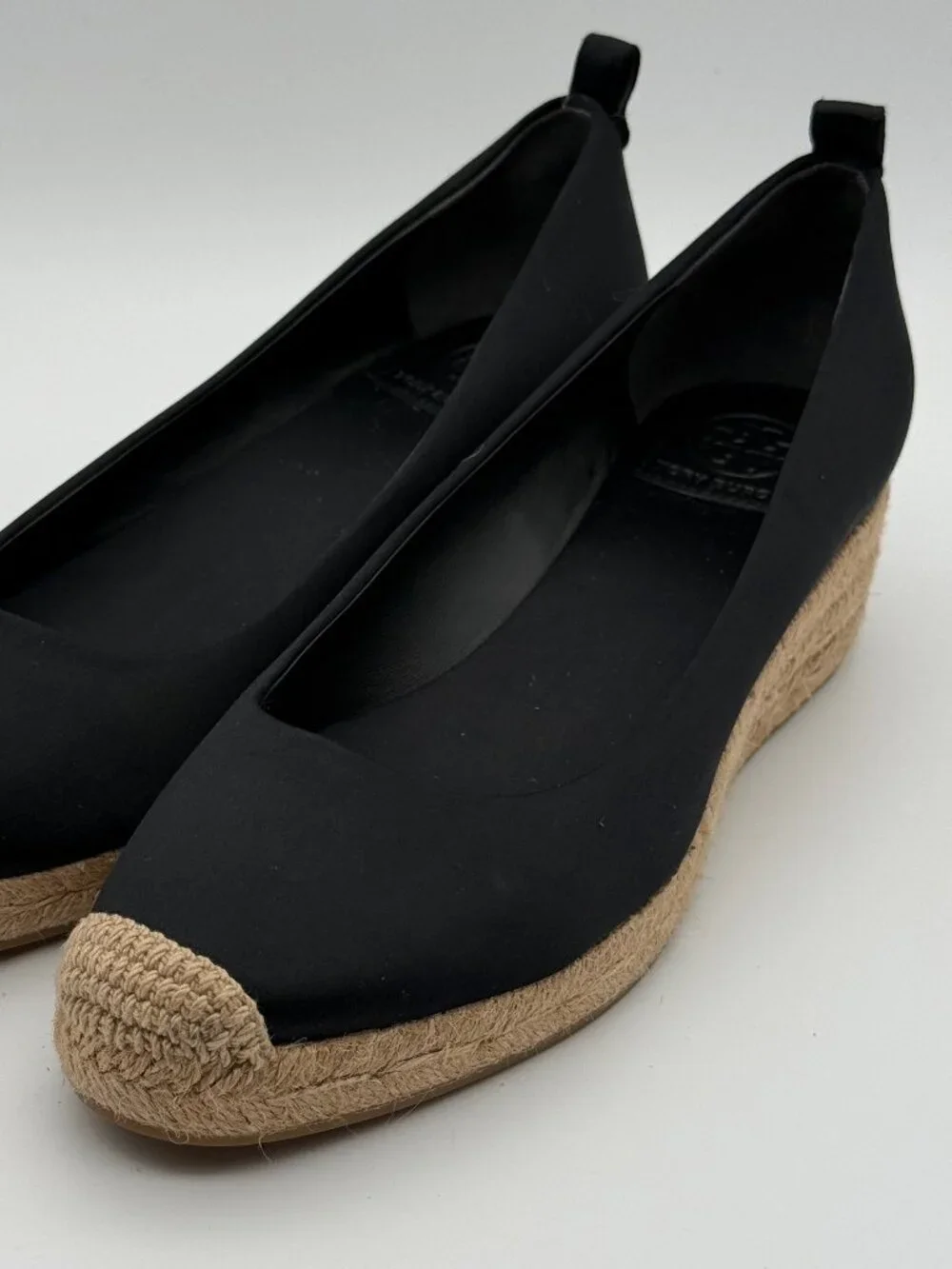 Tory Burch Color-Block Espadrille Wedge Flats Black Size 7.5 NWOB